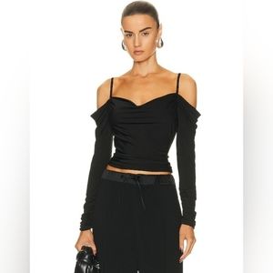 JONATHAN SIMKHAI X REVOLVE Size Small Landon Black Off the Shoulder Satin Blouse